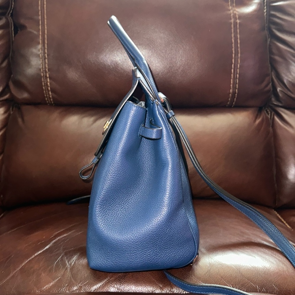 🔥🔥🔥Authentic Salvatore Ferragamo The Studio Blue Leather Studded Backpack - Picture 4 of 16